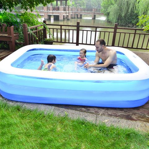 Image of Summer Inflatable Swimming Pool Thicken PVC Rectangle Bathing Adults Kids Tub